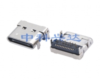 USB TYPE 母座板上双外壳DIP+SMT垫高型H=4.46